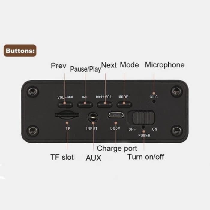 K5 Wooden Wireless Bluetooth Speaker, Support Bluetooth, AUX, TF Card – Bild 8