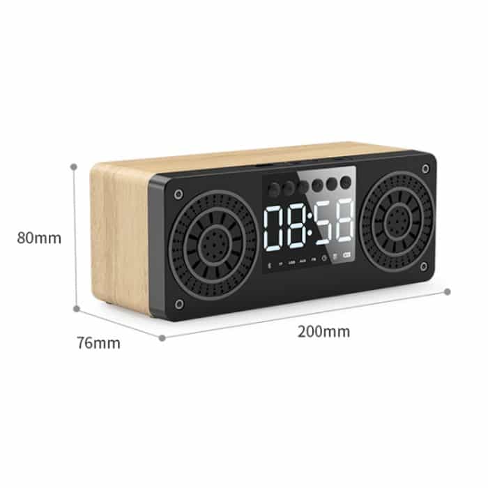 A10 Subwoofer-Holzuhr, Bluetooth 5.0-Lautsprecher, unterstützt TF-Karte, U-Disk-Wiedergabe und FM-Radio – Bild 2