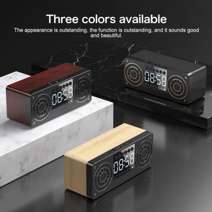 A10 Subwoofer-Holzuhr, Bluetooth 5.0-Lautsprecher, unterstützt TF-Karte, U-Disk-Wiedergabe und FM-Radio – Bild 9