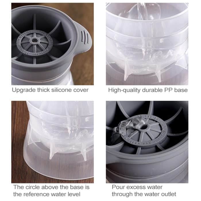 Home Sphärisches Eisgitter, Whiskey, Wein, Eiswürfelbereiter, Silikonform mit Deckel – Bild 4