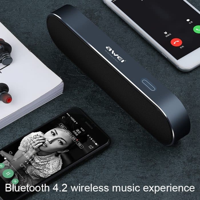 IP7G3213B_3.jpg awei Y220 Tragbarer kabelloser Bluetooth-Lautsprecher V4.2 mit HD Clear 3D-Stereo-Sound und Geräuschunterdrückung, unterstützt TF-Karte/AUX – Bild 4