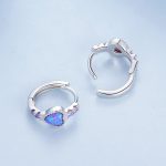 BSE865 S925 Sterling Silber Lila Opal Ohrringe Herzform Vielseitige Ohrringe – Bild 5
