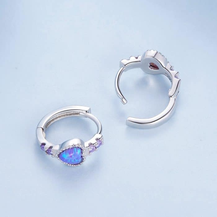 BSE865 S925 Sterling Silber Lila Opal Ohrringe Herzform Vielseitige Ohrringe – Bild 5