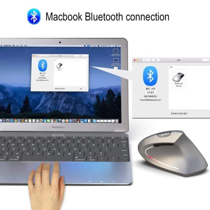 HXSJ T29 Bluetooth 3.0 Drahtlose Bluetooth 6-Tasten 2400 DPI Einstellbare Ergonomie Optische Vertikale Maus, 6 Buttons T29 Black, 6 Buttons T29 Grey – Bild 10