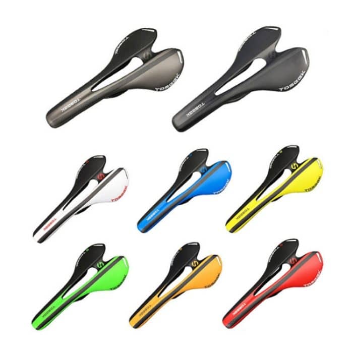 TOSEEK Rennrad-Carbonfaser-Sitz, Fahrrad-Hohlsitz-Sattel, 3K-Textur + Licht, Light (Black), Light (Orange), Light (Green), Light (Grey), Light (Blue), Light (Red), Light (White), Light (Yellow) – Bild 6