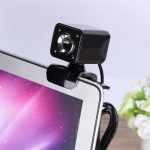 A862 360 Grad drehbare 480P WebCam USB-Drahtkamera mit Mikrofon und 4 LED-Leuchten für Desktop Skype Computer PC Laptop, Kabellänge: 1,4 m