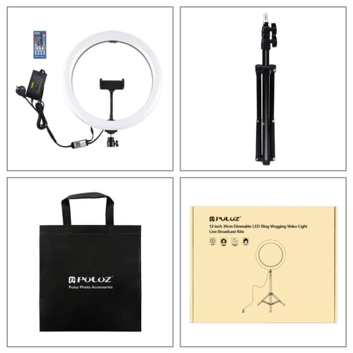 PULUZ 11,8 Zoll 30 cm RGB-Licht 1,1 m Stativmontage Dimmbarer LED-Ring Vlogging Selfie Fotografie Videoleuchten Live-Übertragungs-Kits mit Kaltschuh-Stativ-Kugelkopf und Telefonklemme, 12 inch RGB+Tripod(EU), 12 inch RGB+Tripod(UK)... – Bild 11
