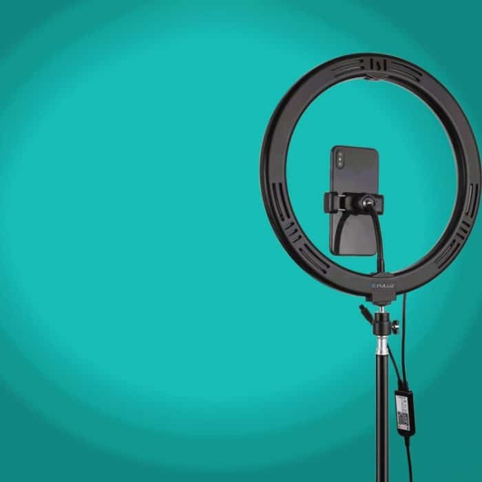 PULUZ 11,8 Zoll 30 cm RGB-Licht 1,1 m Stativmontage Dimmbarer LED-Ring Vlogging Selfie Fotografie Videoleuchten Live-Übertragungs-Kits mit Kaltschuh-Stativ-Kugelkopf und Telefonklemme, 12 inch RGB+Tripod(EU), 12 inch RGB+Tripod(UK)... – Bild 8