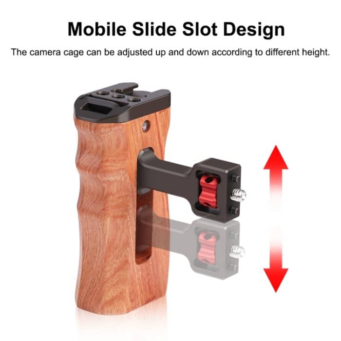 PULUZ 1/4 Zoll Schraube Universal Kamera Holzseitengriff mit Kaltschuhhalterung für Kamerakäfigstabilisator, 1/4 inch Screw(Black), 1/4 inch Screw(Bronze) – Bild 4