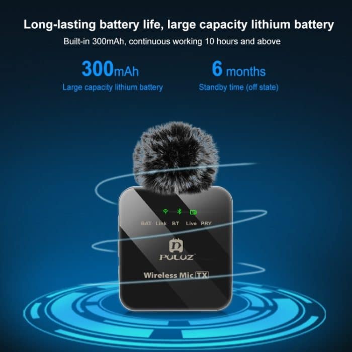 PULUZ 1 TX + 1 RX kabelloses Lavalier-Mikrofon, 1 TX + 1 RX – Bild 8