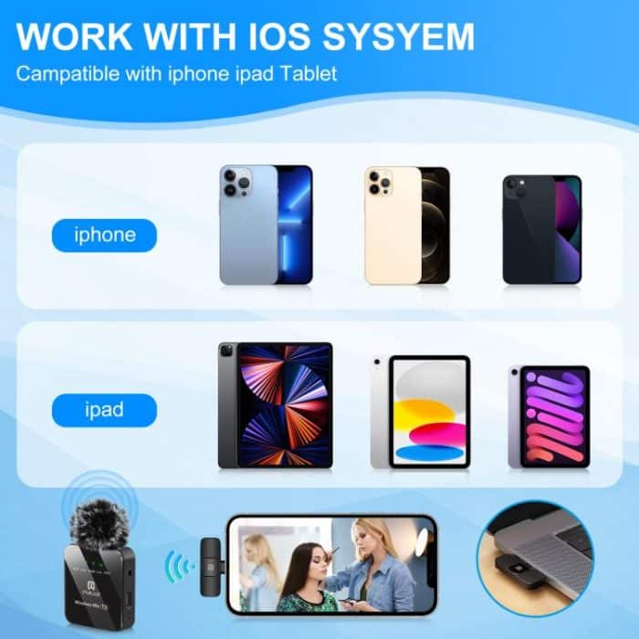 PULUZ Kabelloses Lavalier-Mikrofon für iPhone/iPad, 8-poliger Empfänger, 8-Pin 1 TX + 1 RX – Bild 10