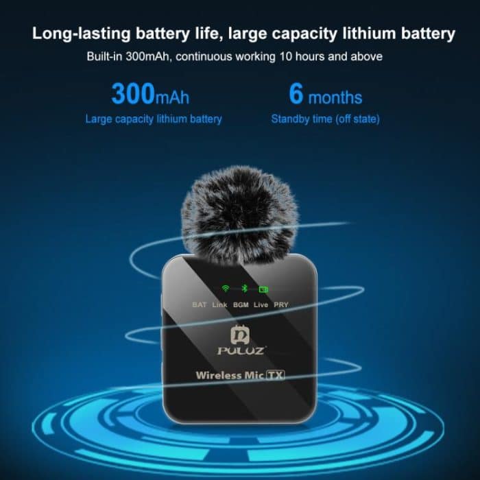 PULUZ Kabelloses Lavalier-Mikrofon für iPhone/iPad, 8-poliger Empfänger und zwei Mikrofone, 8-Pin 2 TX + 1 RX – Bild 7