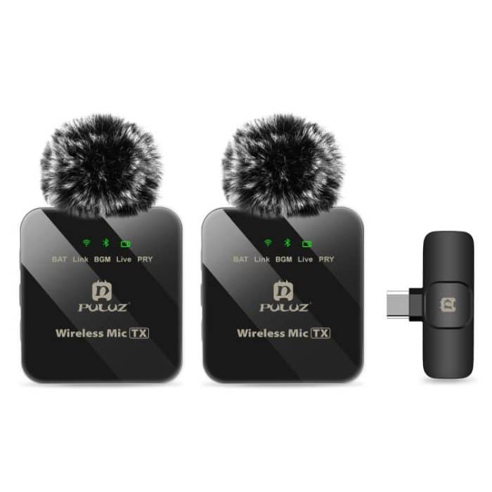 PULUZ Kabelloses Lavalier-Mikrofon für Typ-C-Telefone, Typ-C-Empfänger und Dual-Mikrofone, Type-C 2 TX + 1 RX – Bild 2