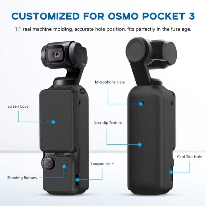 Für DJI OSMO Pocket 3 PULUZ 2 in 1 Silikon-Schutzhülle mit Tragegurt, Silicone Cover(Black), Silicone Cover(Grey), Silicone Cover(Blue) – Bild 3
