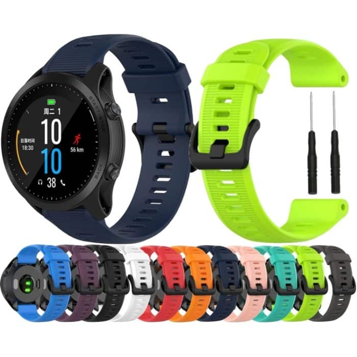 Für Garmin Forerunner945 / fenix5 Plus / Approach S60 Monochromes Silikon-Uhrenarmband, Black, White, Orange, Pink, Red, Lake Blue, Grey, Blue, Lime, Purple, midnight blue – Bild 7