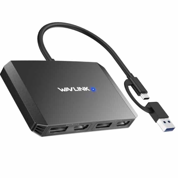 WAVLINK WL-UG69DH2 Dual-Monitor-USB+Typ-C-auf-Dual-4K-HD-DisplayPort-Adapter-Splitter – Bild 2