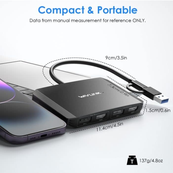 WAVLINK WL-UG69DH2 Dual-Monitor-USB+Typ-C-auf-Dual-4K-HD-DisplayPort-Adapter-Splitter – Bild 8