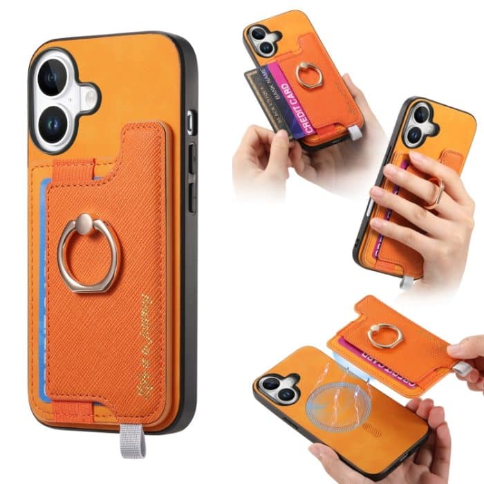 SYA002706102A-9.jpg Retro Magsafe Cross Leder Ringhalter Kartentasche Handyhülle, For iPhone 13 Pro Max, For iPhone 13 Pro, For iPhone 13 – Bild 1