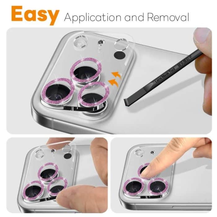 NORTHJO Kameraobjektivschutz Glitzerring 3D Hartglasfolie, For iPhone 16 Pro / 16 Pro Max, For iPhone 16 / 16 Plus – Bild 4