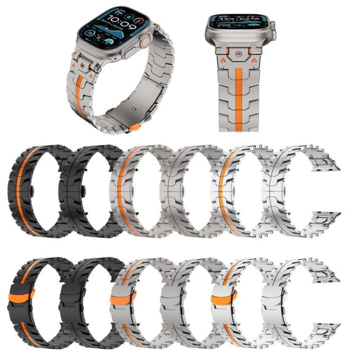 Uhrenarmband aus Metall mit Sicherheitsschnalle aus Edelstahl von Iron Man, For Apple Watch 46mm / 49mm / 45mm / 44mm, For Apple Watch 42mm / 41mm / 40mm / 38mm – Bild 2
