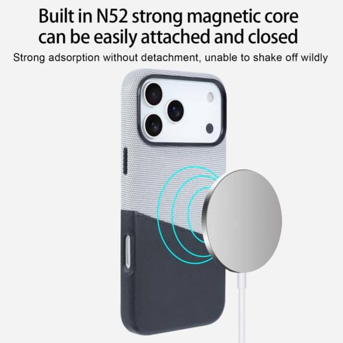 Kalebol Cloth Textue Stitching Card Slot Magnetic Phone Case, For iPhone 12 Pro – Bild 4