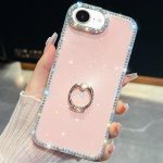 Rhinestone Glitter TPU Ring Holder Anti-fall Phone Case, For iPhone 16, For iPhone 15 Pro Max, For iPhone 15 Pro, For iPhone 15