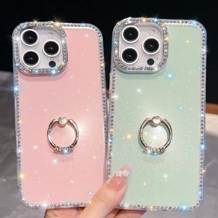 Rhinestone Glitter TPU Ring Holder Anti-fall Phone Case, For iPhone 16, For iPhone 15 Pro Max, For iPhone 15 Pro, For iPhone 15 – Bild 3
