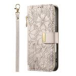 Flowers Leaves Zipper Wallet Leather Phone Case with Strap – Bild 2