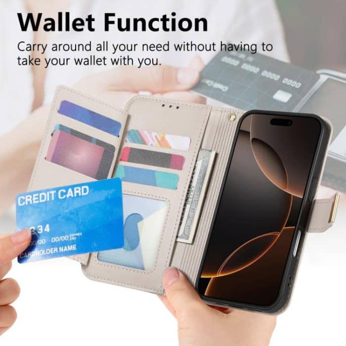 Flowers Leaves Zipper Wallet Leather Phone Case with Strap – Bild 6