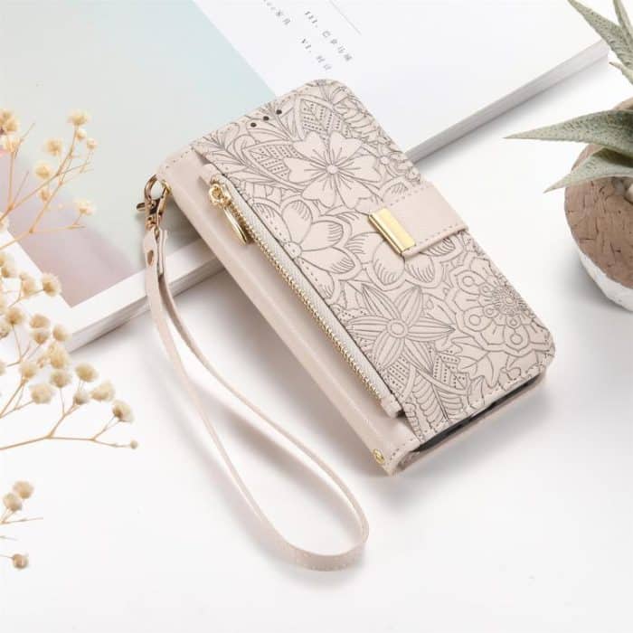Flowers Leaves Zipper Wallet Leather Phone Case with Strap – Bild 7