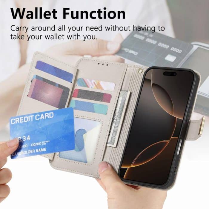 Flowers Leaves Zipper Wallet Leather Phone Case with Strap, For iPhone 15 Pro Max, For iPhone 15 Pro, For iPhone 15 Plus, For iPhone 15 – Bild 6
