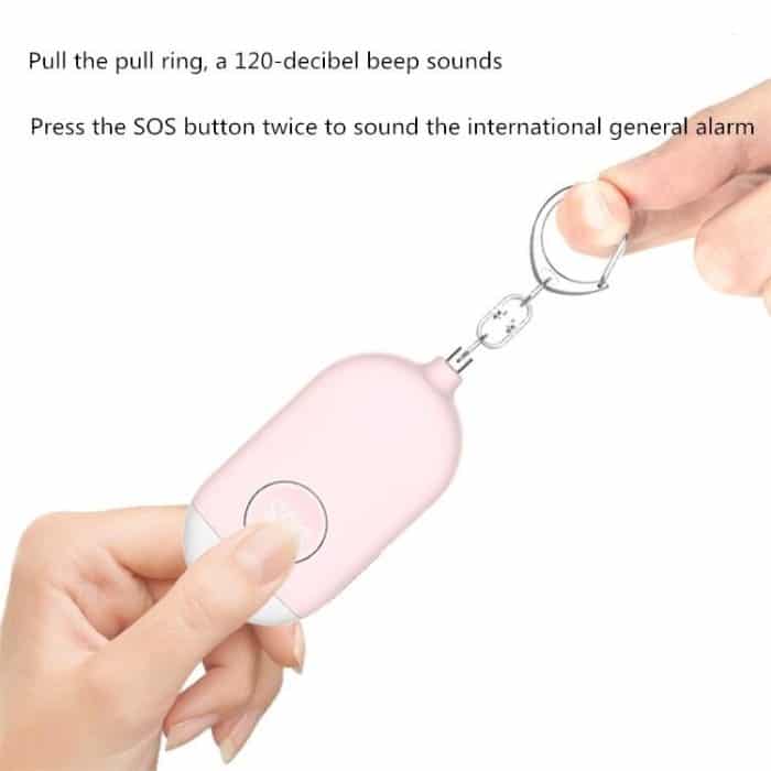 130 dB IP44 wasserdichter wiederaufladbarer Anti-Wolf-Alarm, Taschenlampe, intelligenter persönlicher Alarm, englische Verpackung – Bild 3