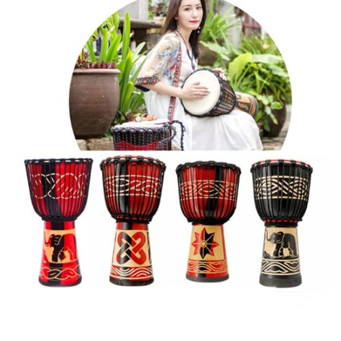 Afrikanische Trommel für Kinder, Kindergarten, Schlaginstrumente, Schaffell-Tamburin, zufällige Lieferung, Small 8 In Engraved, Standard 8 In Engraved, Big 8 In Engraved, Small 10 In Engraved, Standard 10 In Engraved – Bild 6