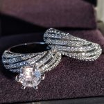 2 Stück Damen Vintage 925 Silber Diamant-Ehering – Bild 3