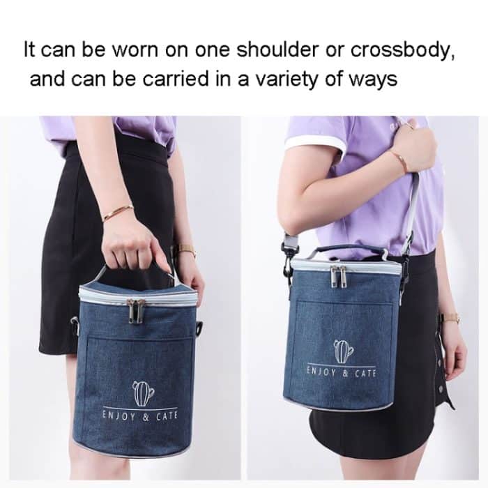 Runde Lunchtasche, isolierte Lunchbox, faltbare und tragbare Lunchtasche, L, M – Bild 6