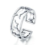 S925 Sterling Silber Ring Niedlicher offener Katzenring