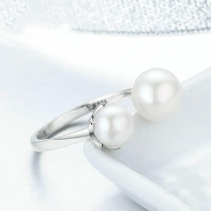 TBD04267970.jpg S925 Sterling Silber Ring Female Pearl Open Ring – Bild 1