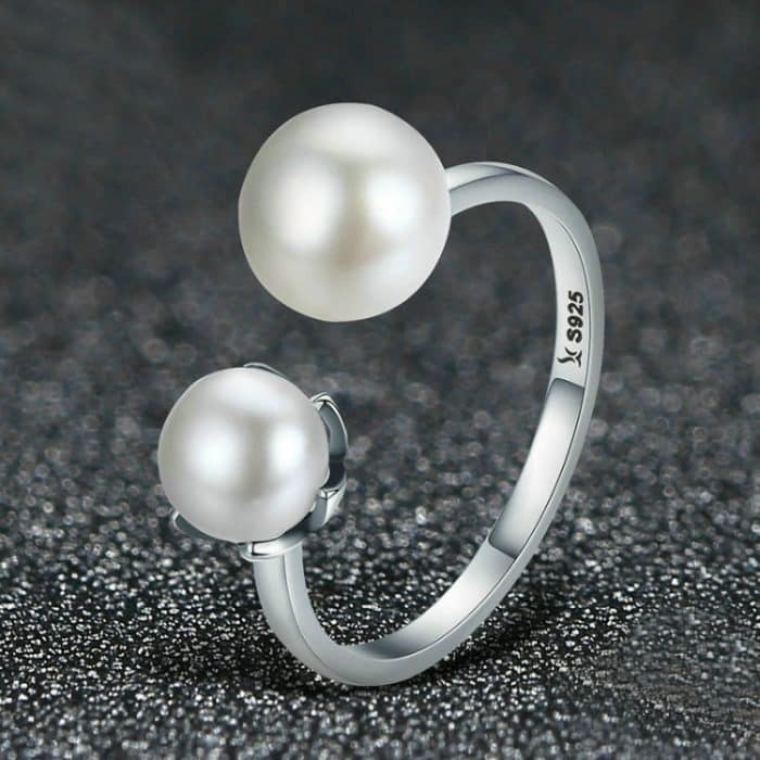 S925 Sterling Silber Ring Female Pearl Open Ring – Bild 2