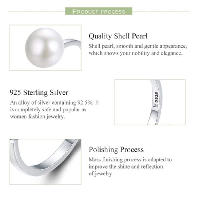 S925 Sterling Silber Ring Female Pearl Open Ring – Bild 5