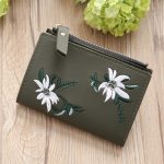 Stickerei Kurze Brieftasche PU Leder Brieftaschen Weibliche Floral Haspe Geldbörse Reißverschluss Tasche Kartenhalter