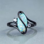 S-Form Opal Stein Schwarz Farbe Ringe Modeschmuck für Frauen