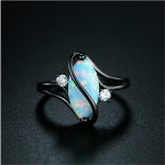S-Form Opal Stein Schwarz Farbe Ringe Modeschmuck für Frauen – Bild 2