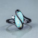 S-Form Opal Stein Schwarz Farbe Ringe Modeschmuck für Frauen – Bild 4