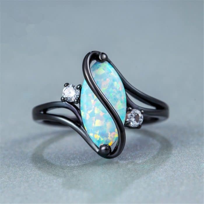 S-Form Opal Stein Schwarz Farbe Ringe Modeschmuck für Frauen – Bild 4