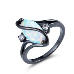 S-Form Opal Stein Schwarz Farbe Ringe Modeschmuck für Frauen – Bild 5