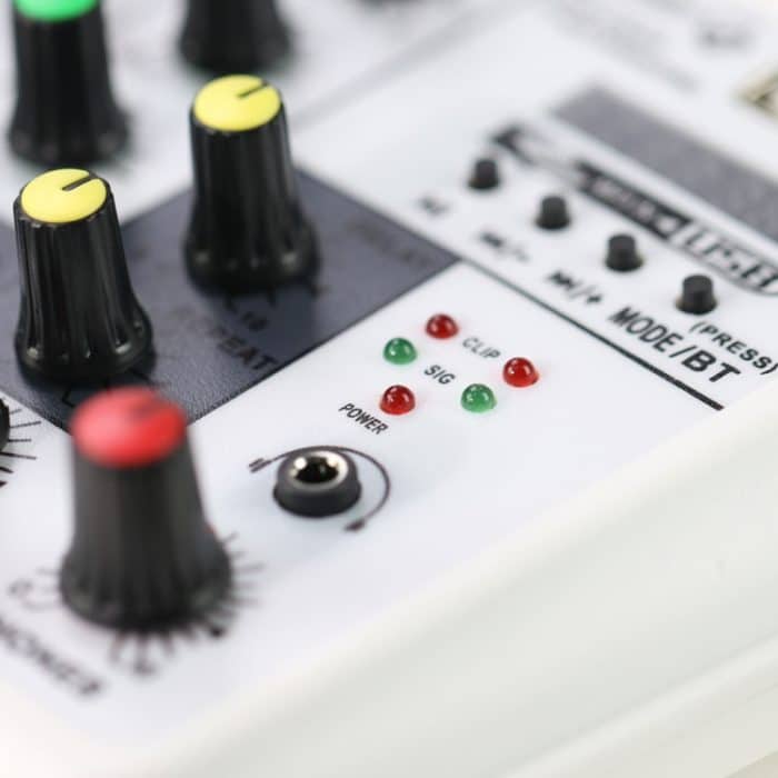 TU04 BT Sound-Mischpult, Aufnahme 48 V Phantomspeisung, Monitor, AUX-Pfade plus Effekte, 4-Kanal-Audiomischer mit USB – Bild 7