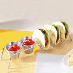 Taco Rack Edelstahl 304 Taco Rack Taco Pfannkuchenständer, Single Head Double Cup, Single Cup At Both Ends, 3 Grid Widened