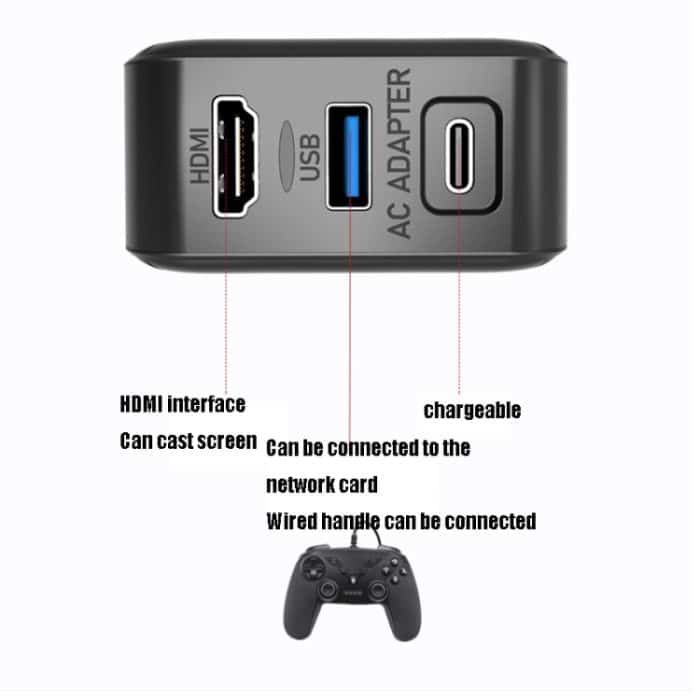 Multifunktionsprojektion und Lade-AC-Adapter-Basis, unterstützt Android/PC/Lite für Switch, Black+US Plug, Black+EU Plug, Black+UK Plug – Bild 6