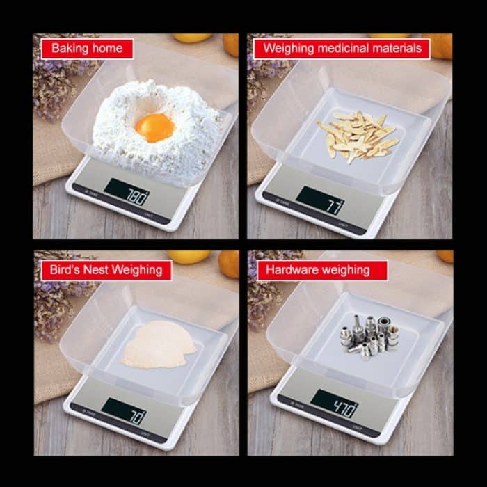 Edelstahl-Küchenwaage, Haushaltsnahrung, elektronische Waage, 5kg/1g, 10kg/1g – Bild 10