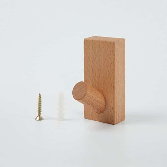 2 Stück Massivholz-Stanzfreier Eingang hinter der Tür an der Wand, selbstklebender Kleiderhaken, Beech Wood, Oak, Black Walnut – Bild 5